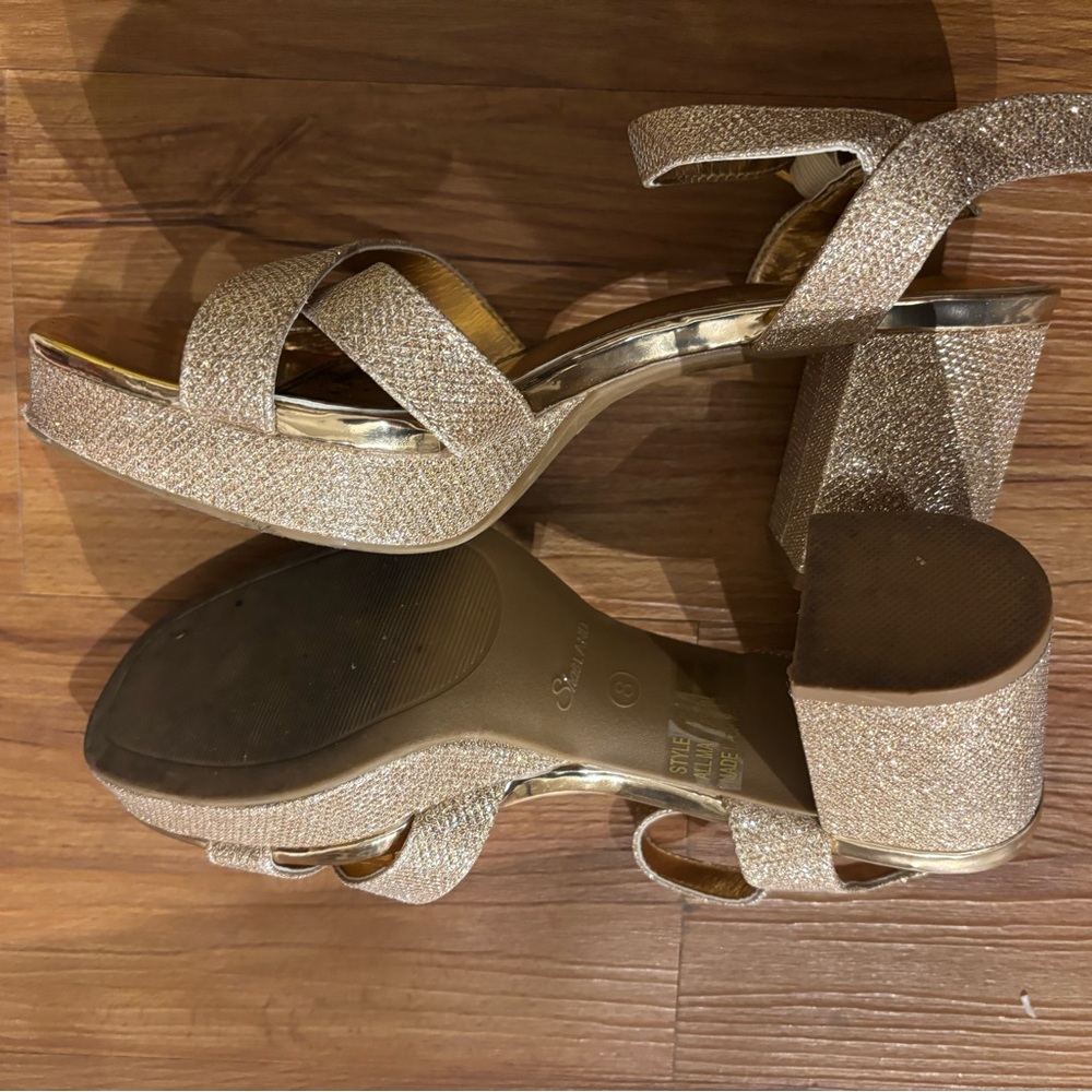 Elegant Glittery Block Heel Sandals